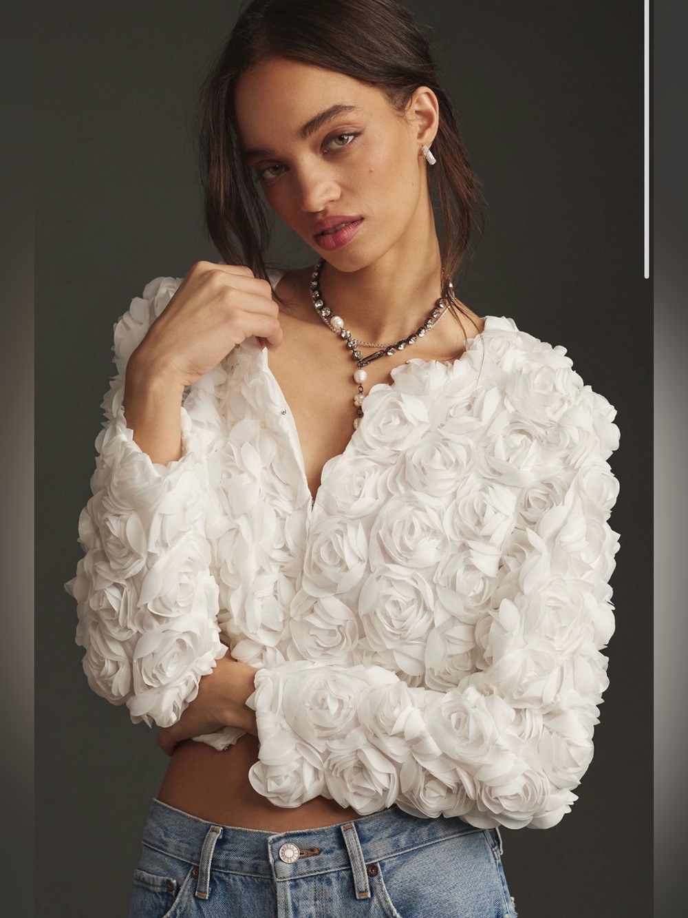 Dolan Left Coast Floral Appliqué Crop Jacket Bridal